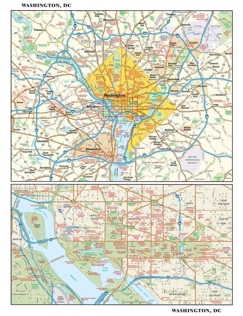 Washington, DC Wall Map - 11.5" x 14.75" Paper